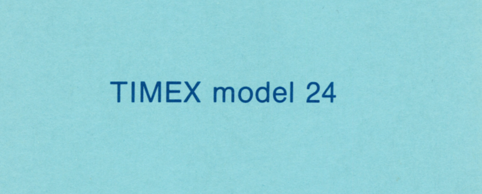 Timex M24 Service Manual